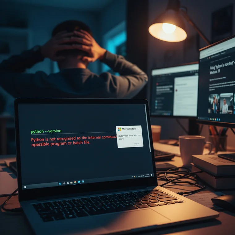 Okno zmiennych środowiskowych Windows 11 z zaznaczoną zmienną Path i dodanymi ścieżkami do instalacji Pythona i folderu Scripts