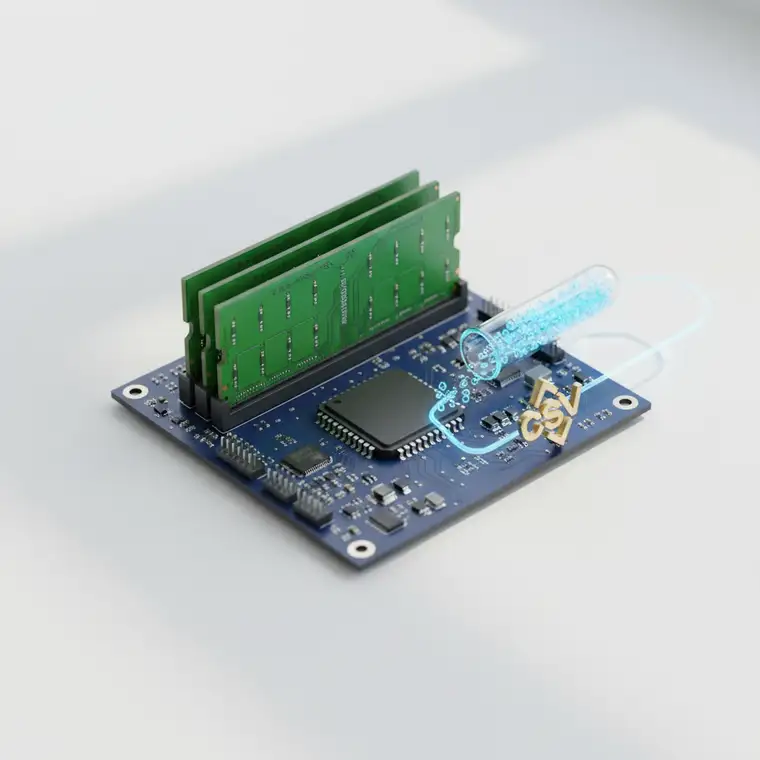 Programista analizuje w Pythonie zużycie pamięci RAM podczas przetwarzania miliona rekordów CSV w celu optymalizacji skryptu