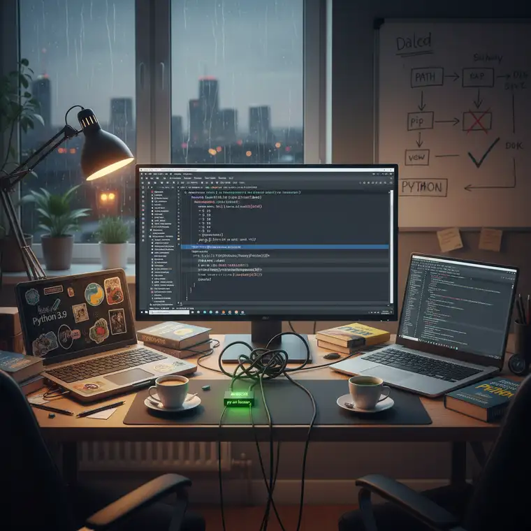 Diagram ilustrujący współistnienie kilku wersji Pythona i środowisk wirtualnych venv na jednym systemie Windows bez konfliktów