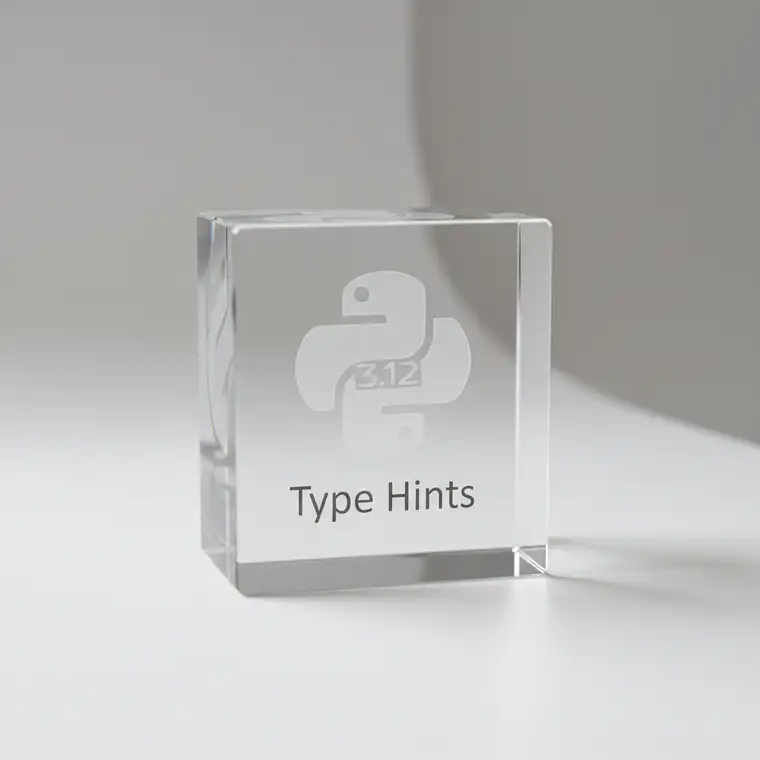 Programista refaktoryzujący projekt w Pythonie 3.12 z użyciem type hints na ekranie, poprawiający czytelność i bezpieczeństwo typów w dużej bazie kodu