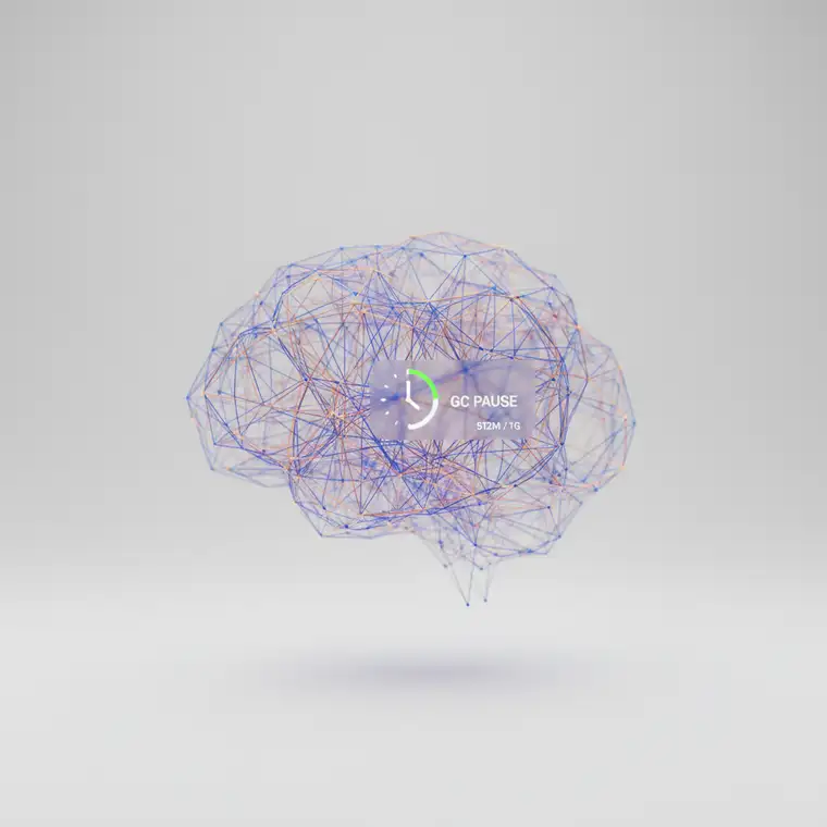 Schemat pamięci heap JVM i działanie Garbage Collectora w aplikacji Java z małym ruchem na serwerze produkcyjnym