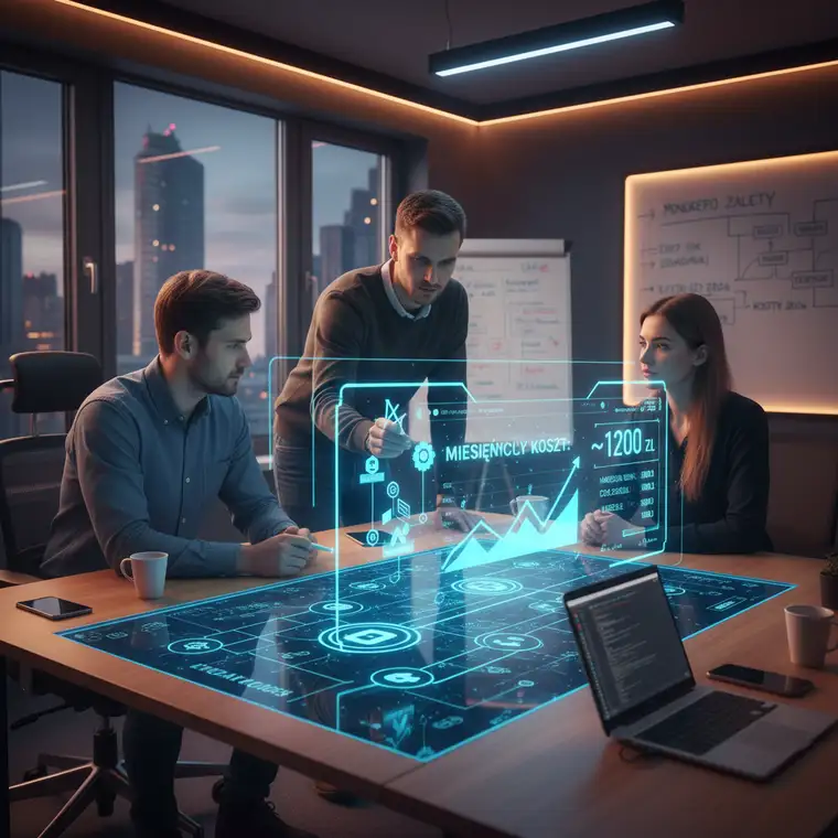 Diagram kosztów utrzymania monorepo z React i Node, pokazujący narzędzia, czas zespołu i infrastrukturę w małej firmie