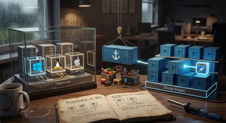 Porównanie uruchamiania kontenerów Docker dla aplikacji webowych i pełnych wirtualnych maszyn w środowisku deweloperskim