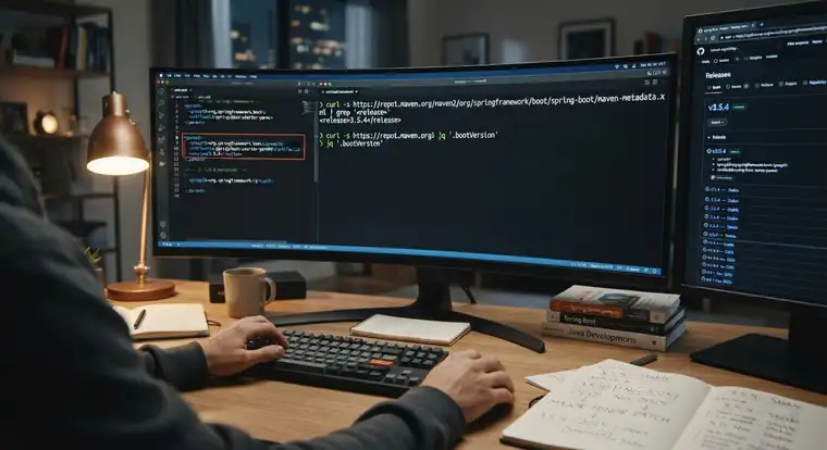 Diagram ilustrujący automatyzację aktualizacji Spring Boot i pilnowanie wersji w repozytorium